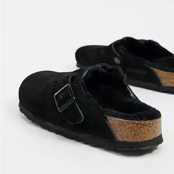 NIB BIRKENSTOCK BOSTON SHEARLING BLACK NARROW WIDTH - Picture 3 of 3
